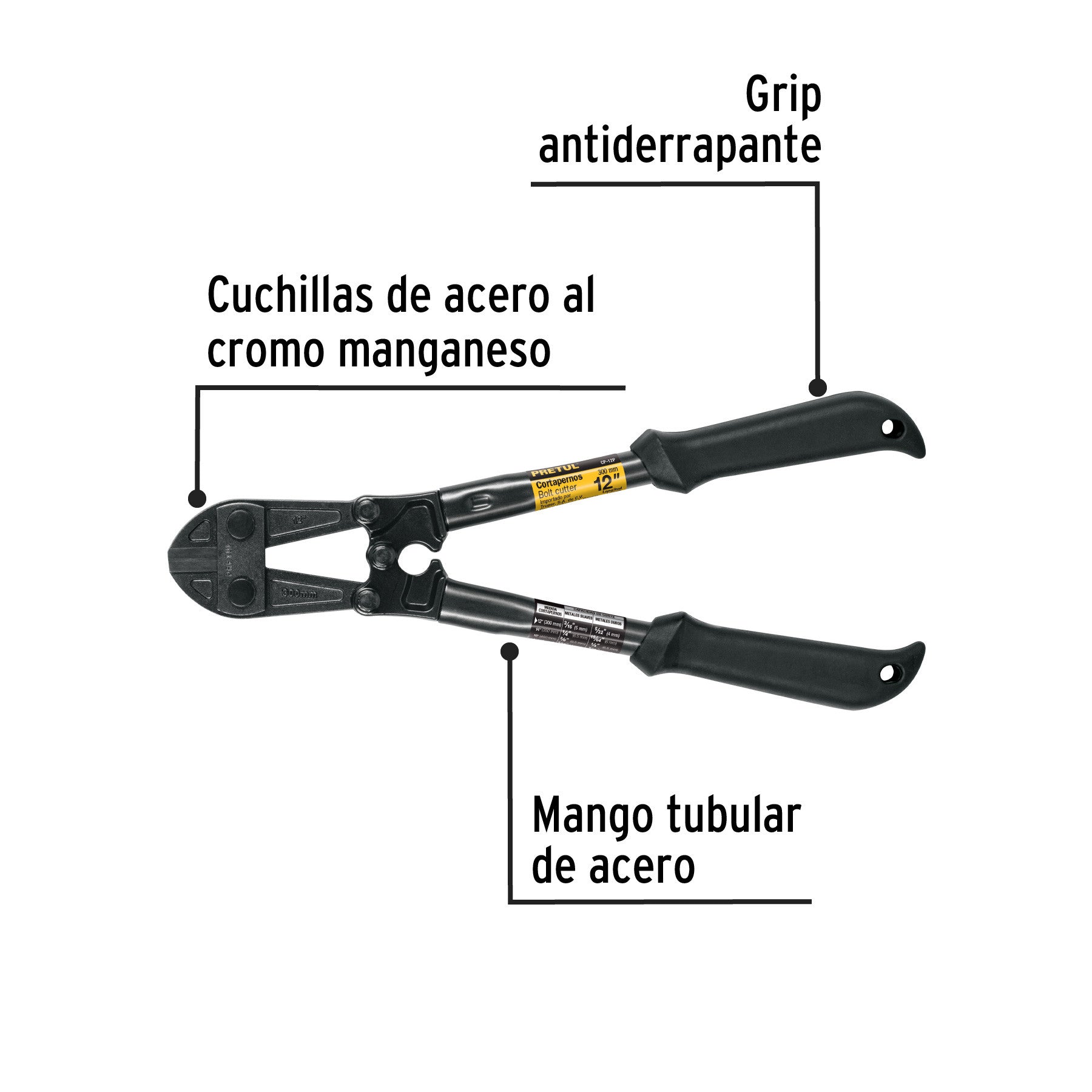 Cortapernos 12', mango tubular, PRETUL 12'