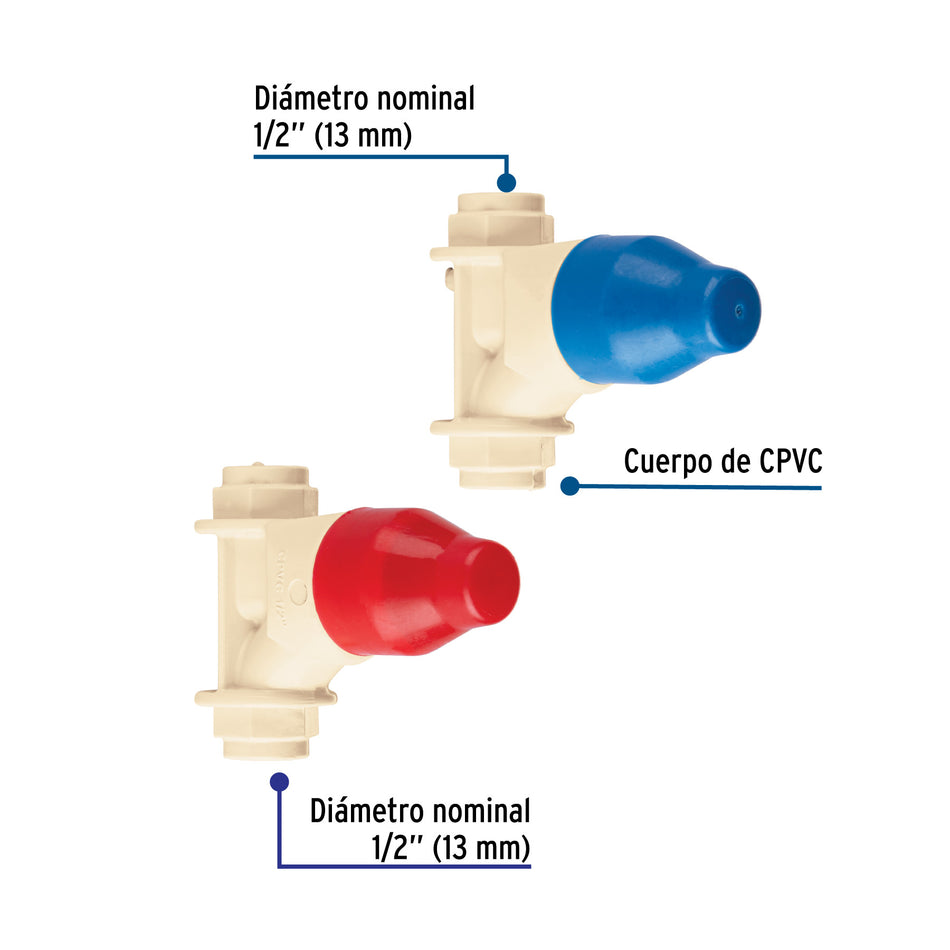 Juego de 2 llaves de empotrar CPVC 1/2" para regadera FOSET