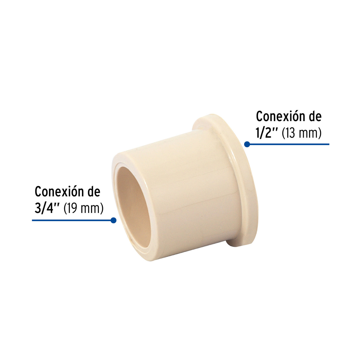 Reducción bushing de CPVC 3/4' x 1/2', FOSET 3/4', 1/2'