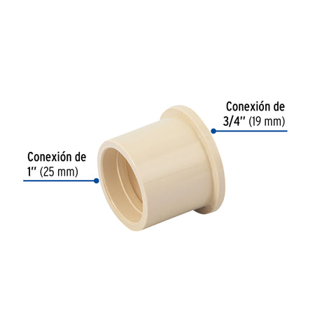 Reduccion bushing de CPVC 1" X 3/4" FOSET
