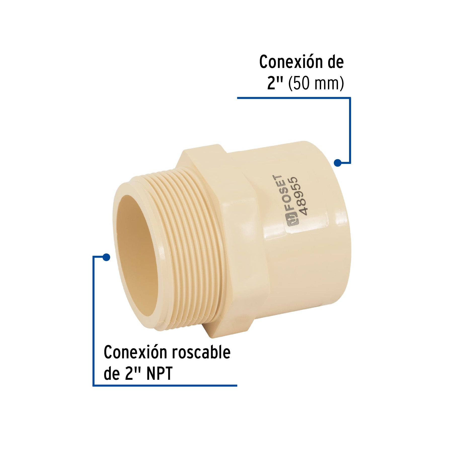 Conector macho CPVC FOSET 2"