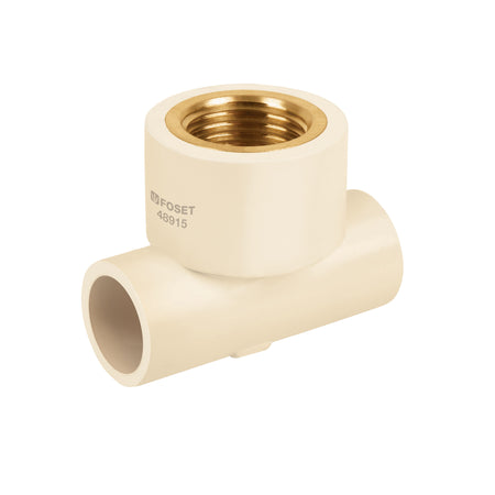Tee reducida hembra de CPVC 3/4" x 3/4" x 1/2" inserto laton