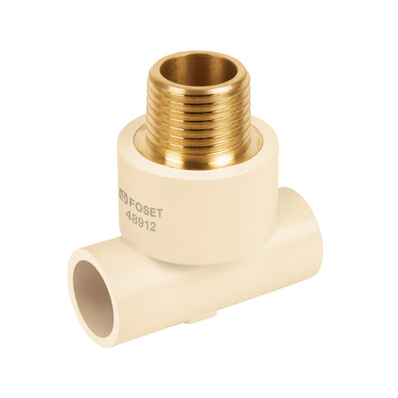 Tee reducida macho de CPVC 3/4" x 3/4" x 1/2" inserto laton
