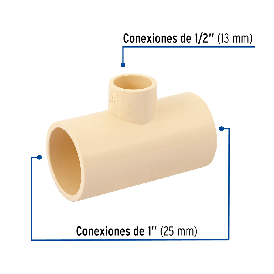 Tee reducida central de CPVC x x FOSET 3/4"