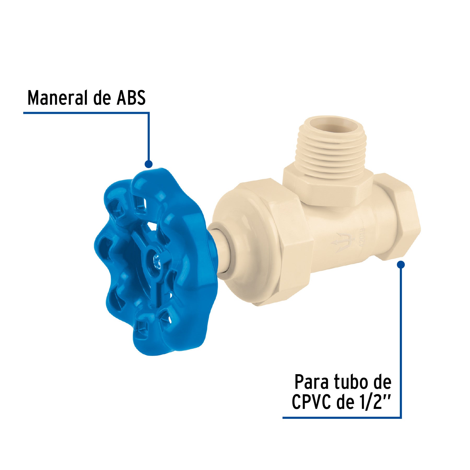 Llave angular de CPVC de 1/2' maneral volante, FOSET
