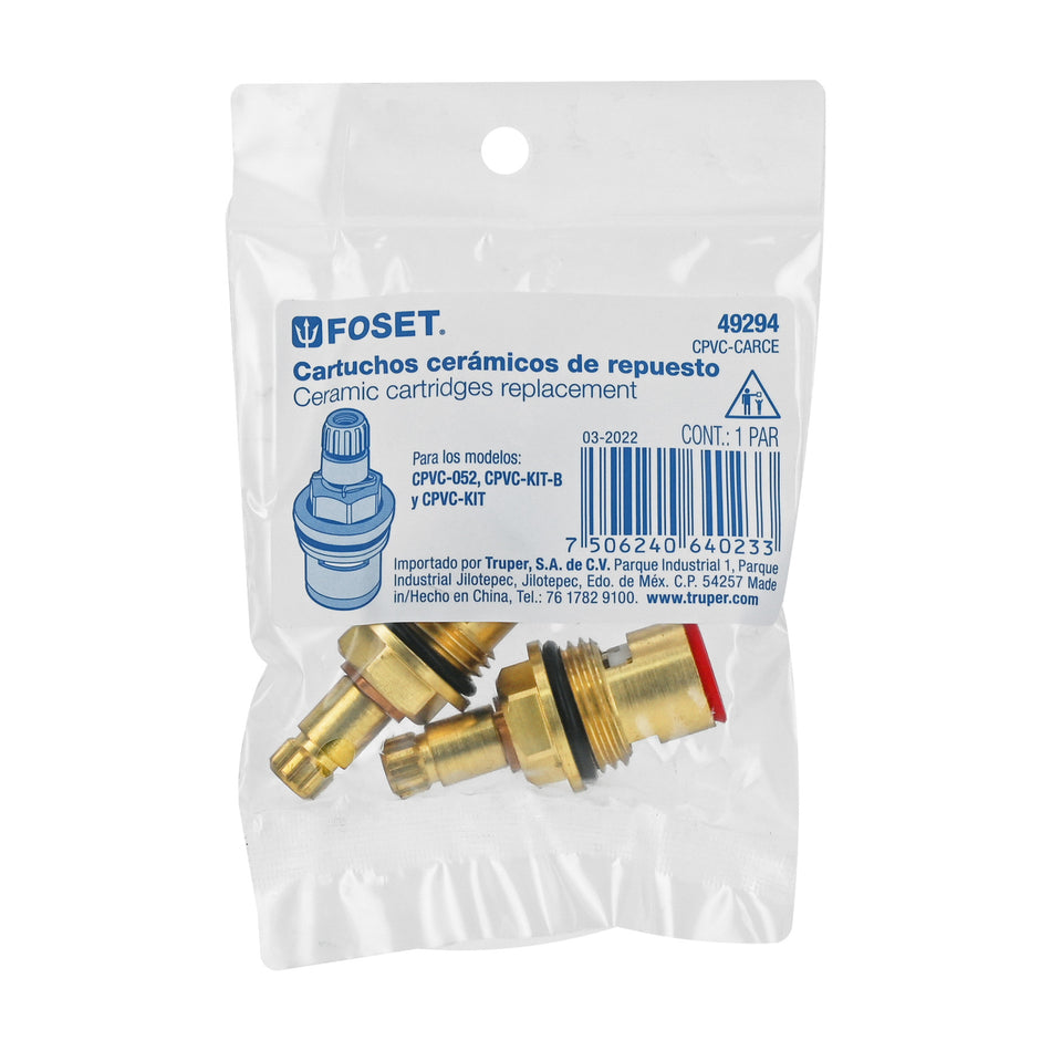 Bolsa con 2 cartuchos ceramicos p/llaves de empotrar de CPVC