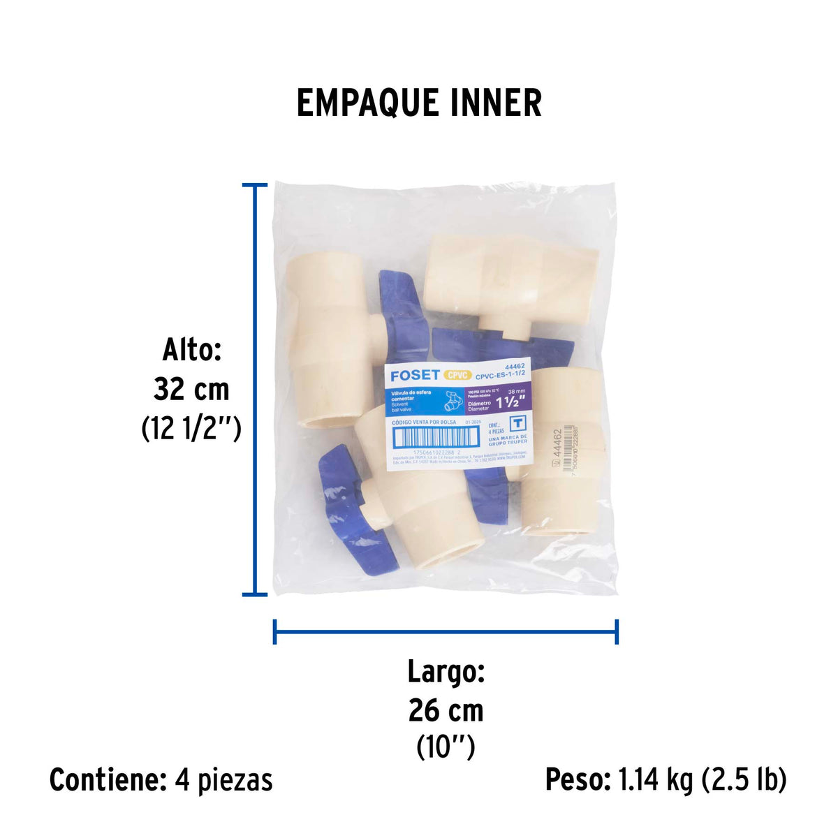 Valvula de esfera de CPVC de FOSET 1"