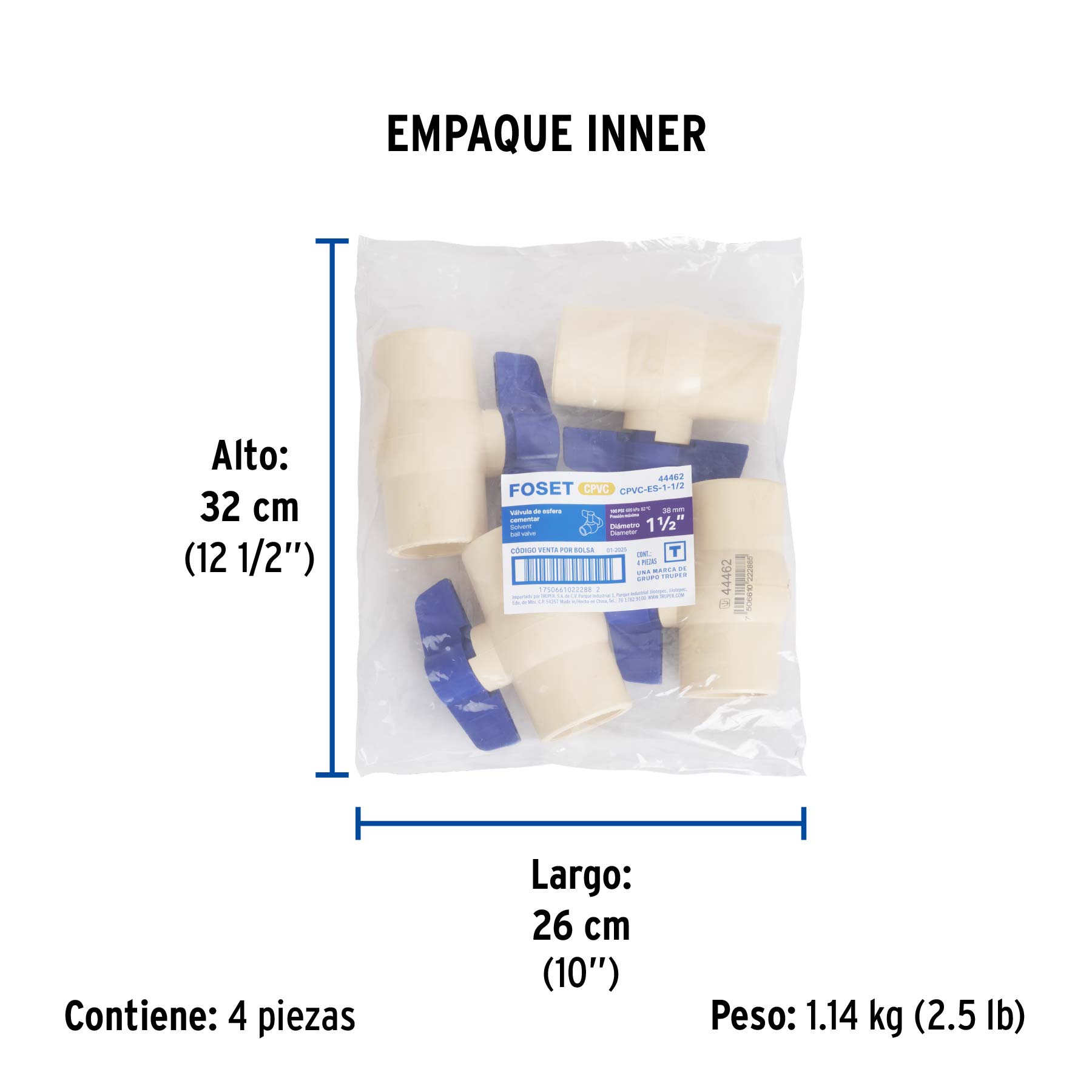 Valvula de esfera de CPVC de FOSET 1"