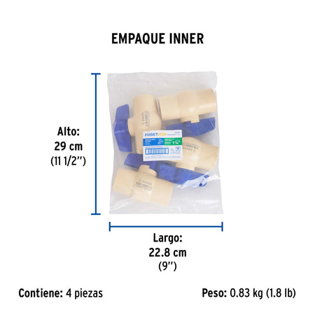 Valvula de esfera de CPVC de FOSET 1"
