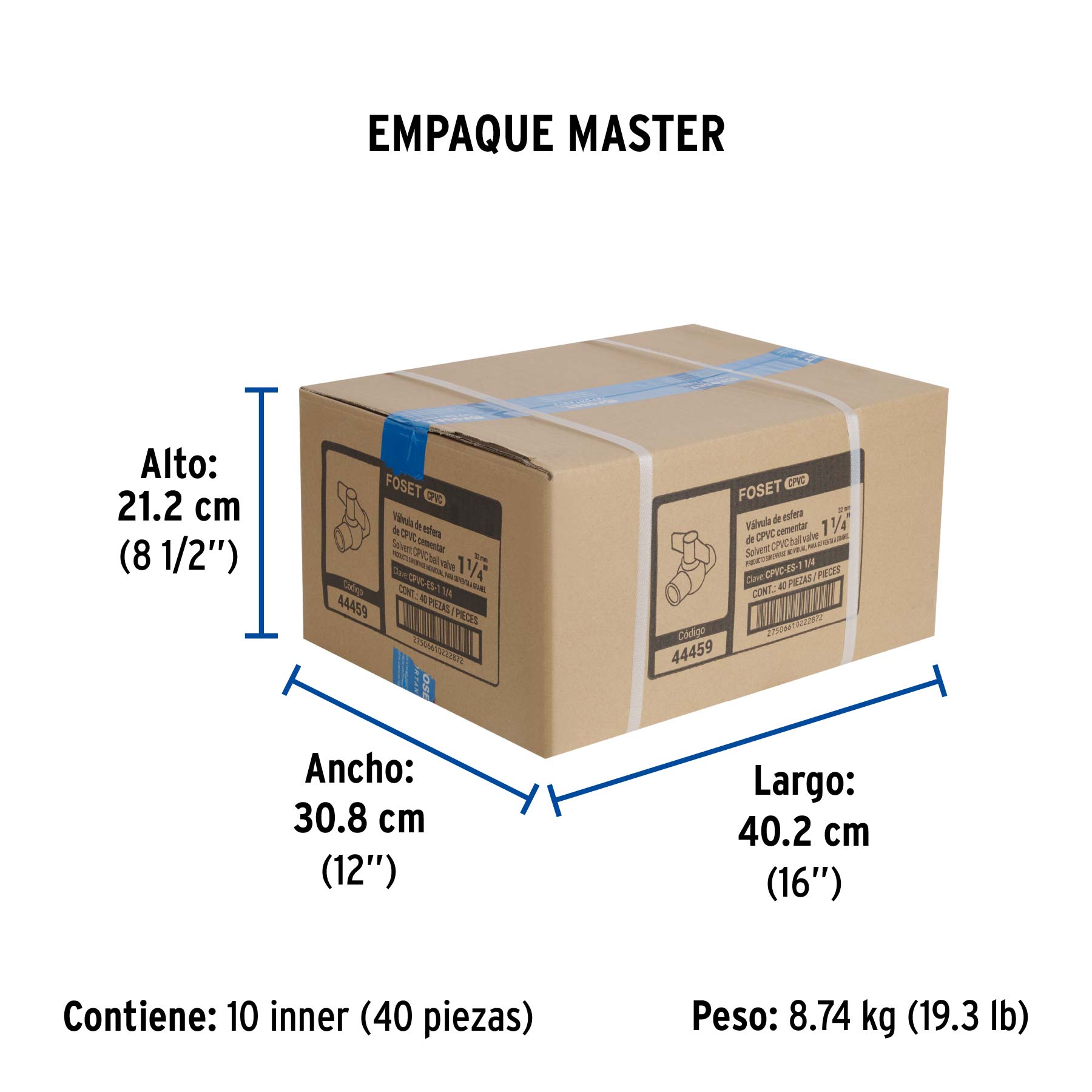 Valvula de esfera de CPVC de FOSET 1"