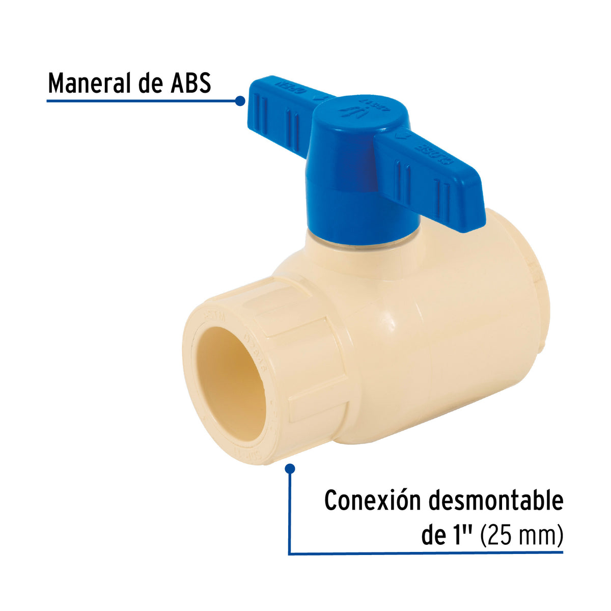 Válvula de esfera desmontable de CPVC de 1', FOSET