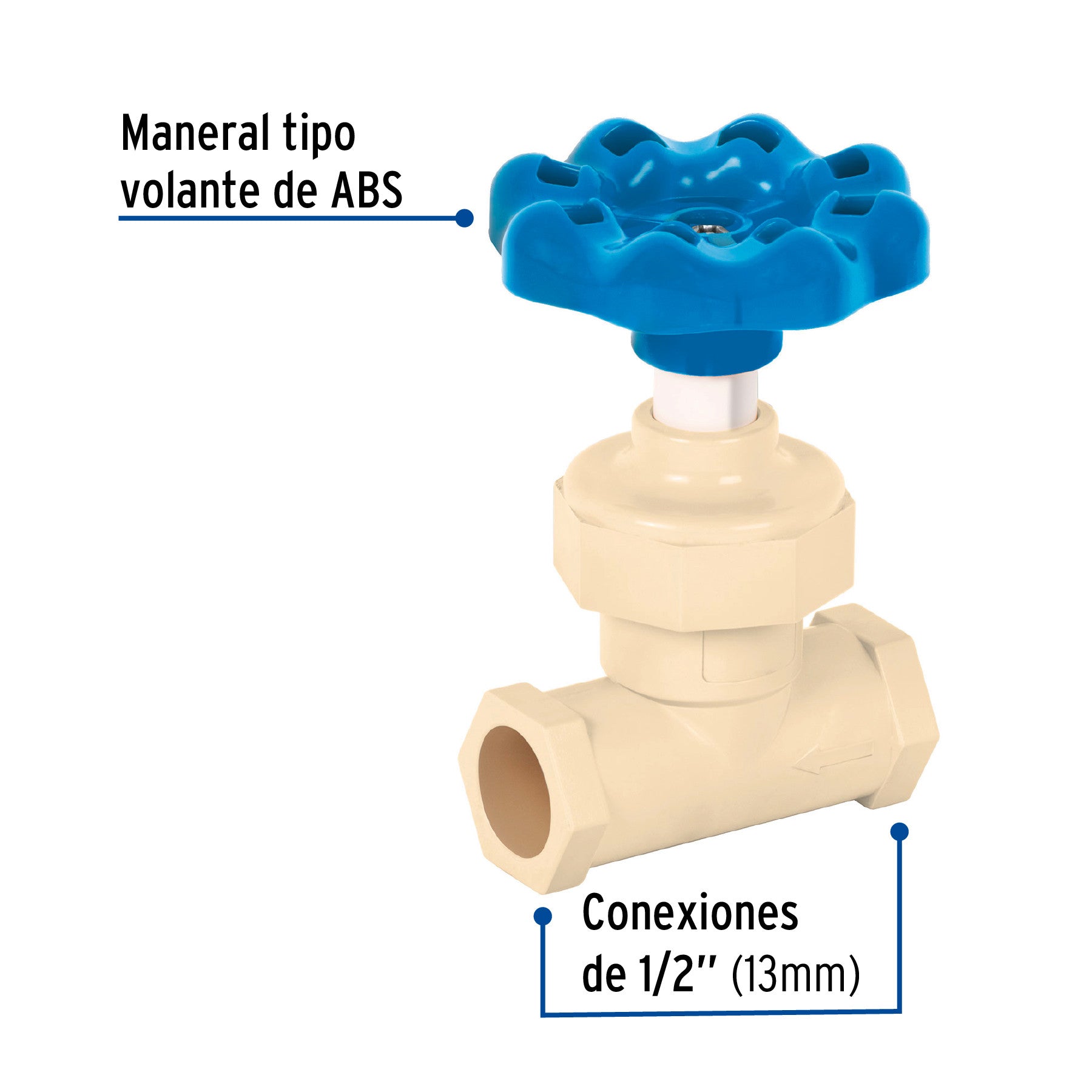 Valvula globo de CPVC de 1/2" maneral volante FOSET