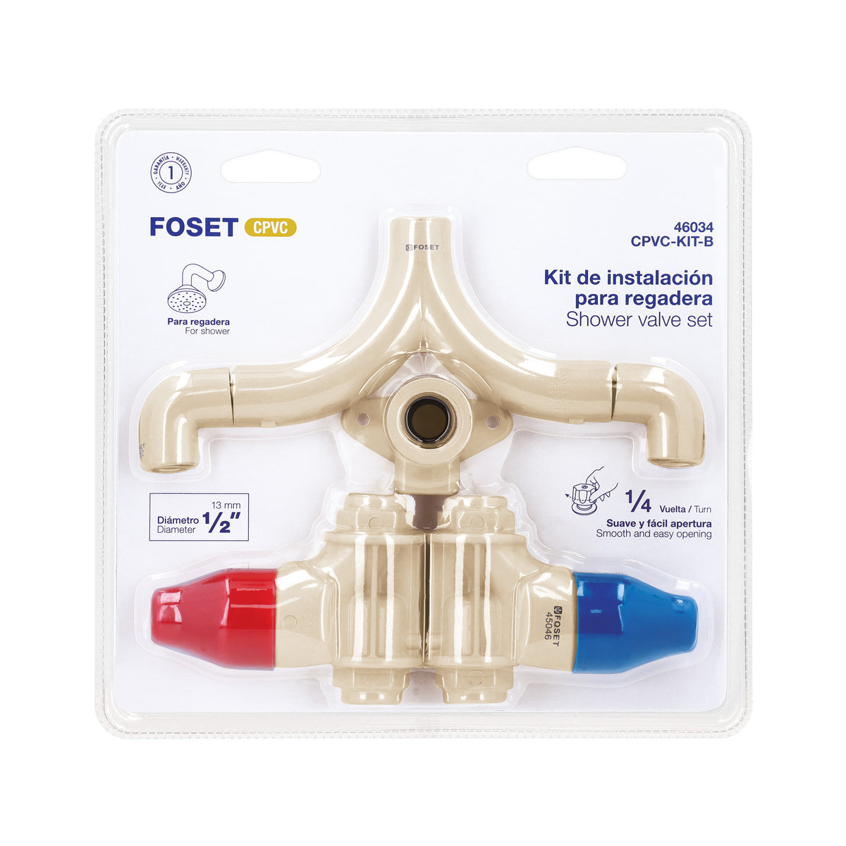 Kit de instalacion regadera CPVC 1/2" sin manerales FOSET