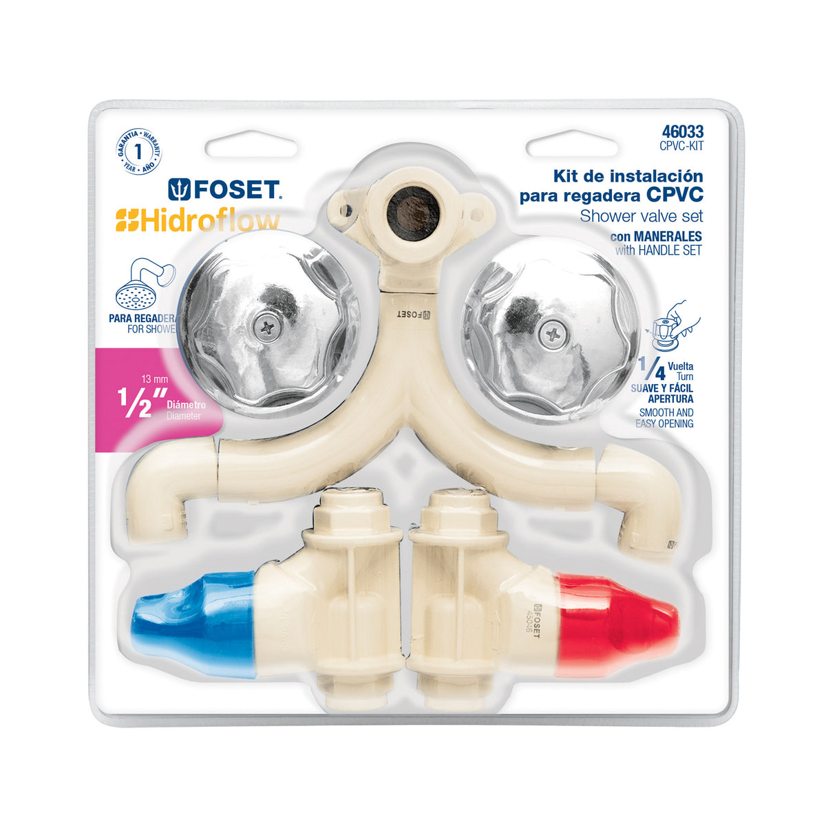 Kit de instalacion p/regadera CPVC 1/2" con manerales FOSET