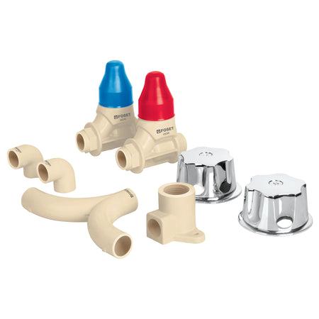 Kit de instalacion p/regadera CPVC 1/2" con manerales FOSET