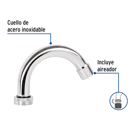Cuello curvo para mezcladora de lavabo, cromo, BASIC