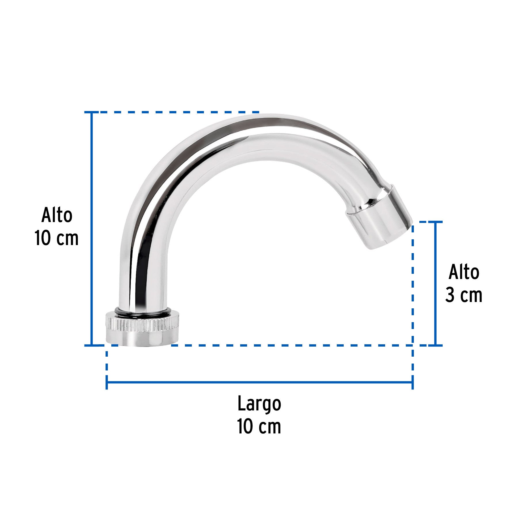 Cuello curvo para mezcladora de lavabo, cromo, BASIC