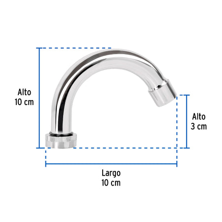 Cuello curvo para mezcladora de lavabo, cromo, BASIC