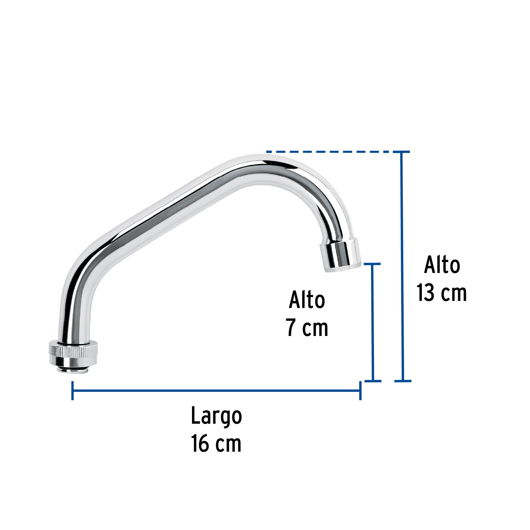 Cuello largo para mezcladora de lavabo, cromo, BASIC