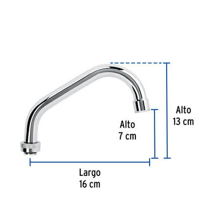 Cuello largo para mezcladora de lavabo, cromo, BASIC