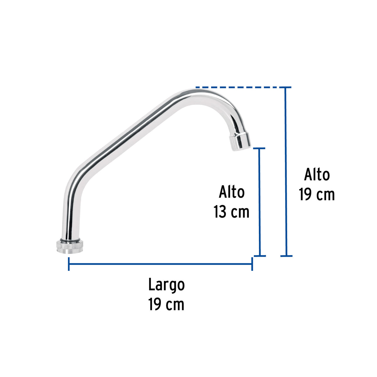 Cuello corto para mezcladora de fregadero, cromo, BASIC
