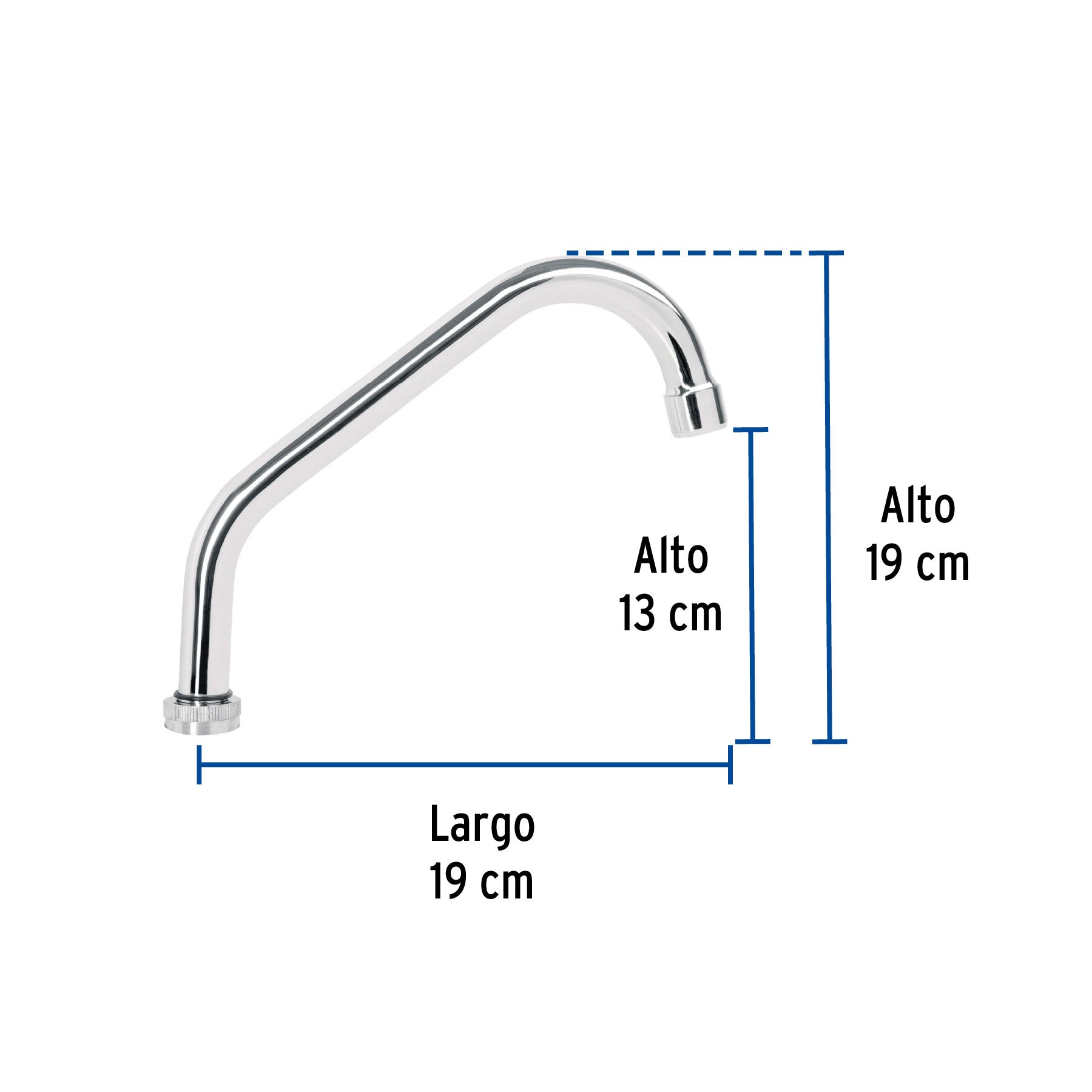 Cuello corto para mezcladora de fregadero, cromo, BASIC