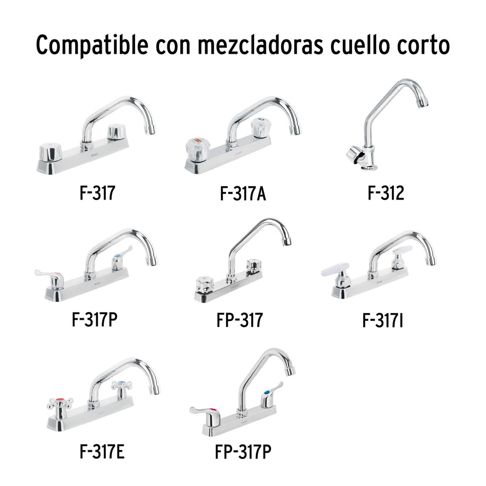 Cuello corto para mezcladora de fregadero, cromo, BASIC