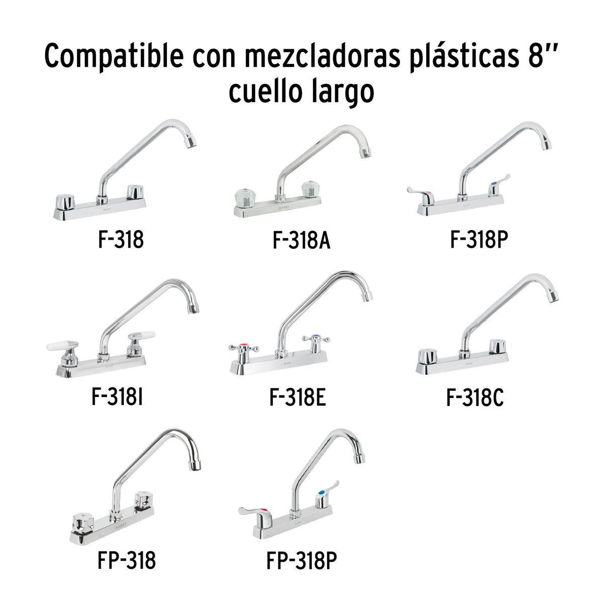 Cuello largo para mezcladora de fregadero cromo BASIC