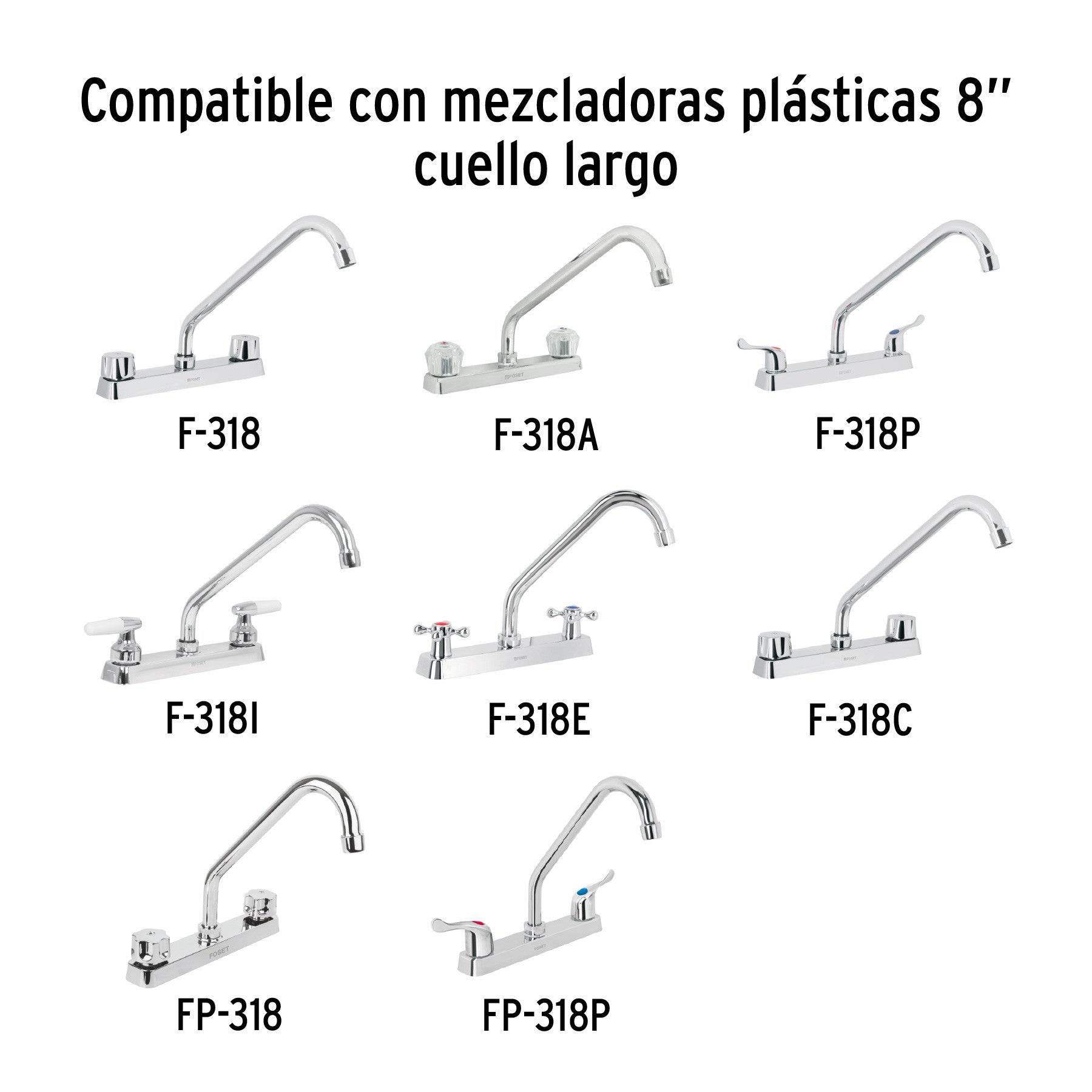 Cuello largo para mezcladora de fregadero cromo BASIC