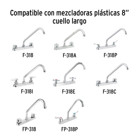 Cuello largo para mezcladora de fregadero cromo BASIC