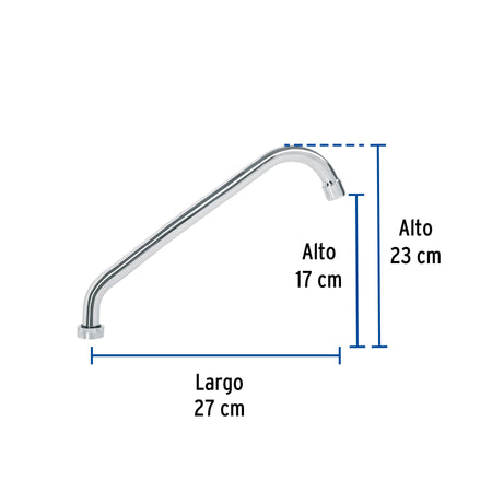Cuello largo para mezcladora de fregadero cromo BASIC