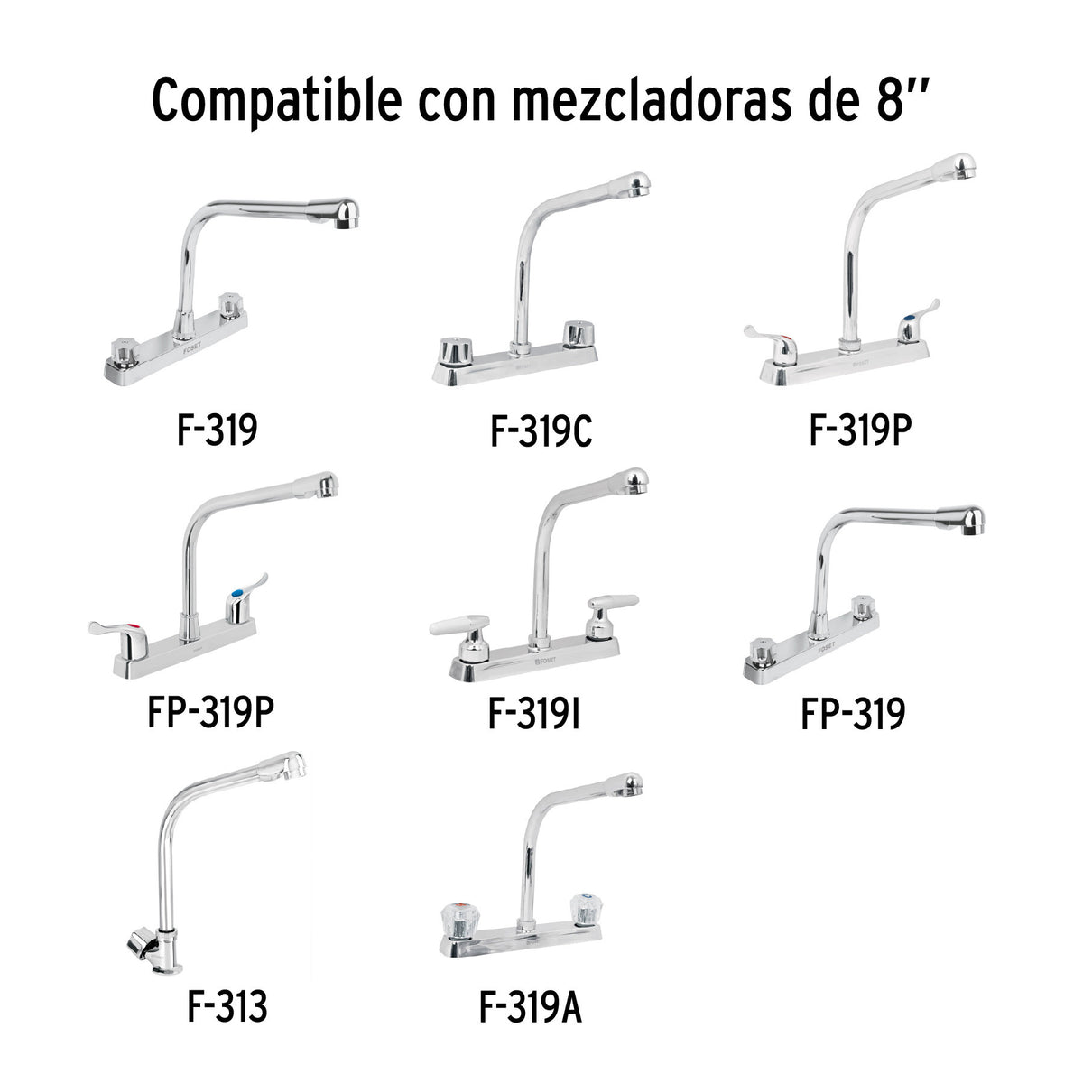 Cuello tipo cobra para mezcladora de fregadero, cromo, BASIC