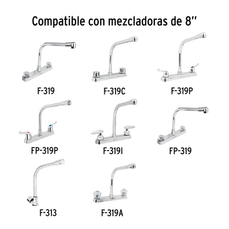 Cuello tipo cobra para mezcladora de fregadero, cromo, BASIC