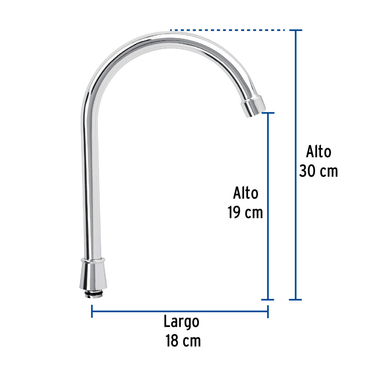 Cuello alto para mezcladora de fregadero, cromo, BASIC