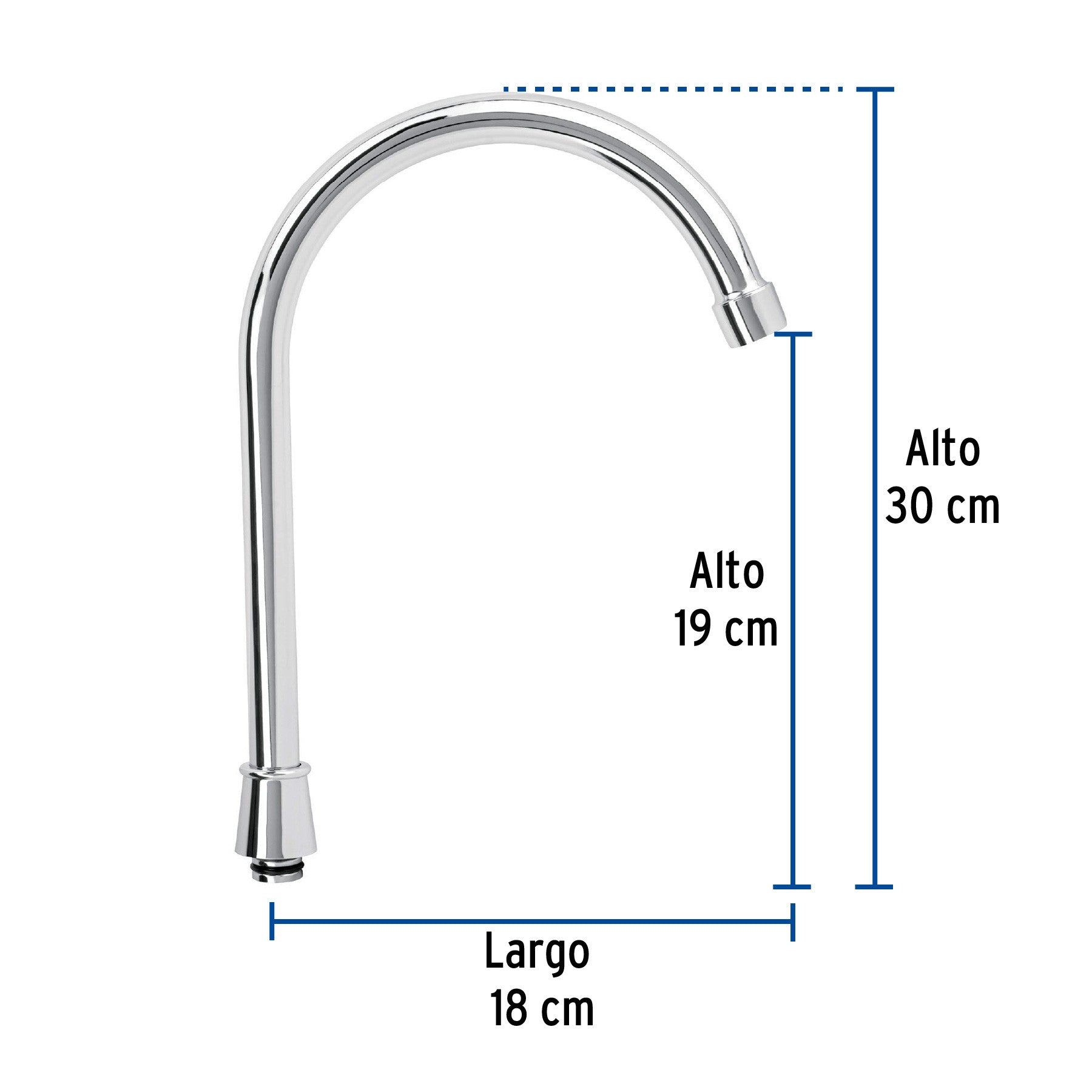 Cuello alto para mezcladora de fregadero, cromo, BASIC