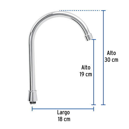 Cuello alto para mezcladora de fregadero, cromo, BASIC