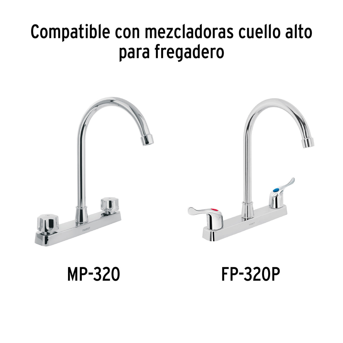Cuello alto para mezcladora de fregadero, cromo, BASIC