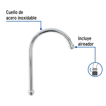 Cuello alto/curvo para mezcladora de fregadero, cromo, BASIC