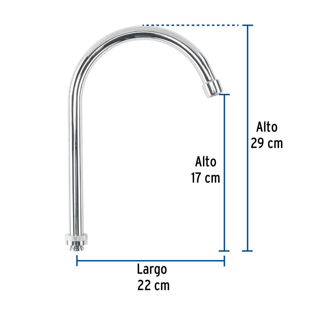 Cuello alto/curvo para mezcladora de fregadero, cromo, BASIC