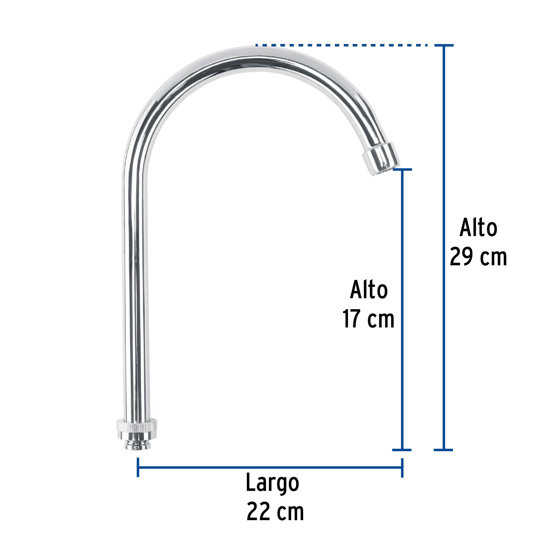 Cuello alto/curvo para mezcladora de fregadero, cromo, BASIC
