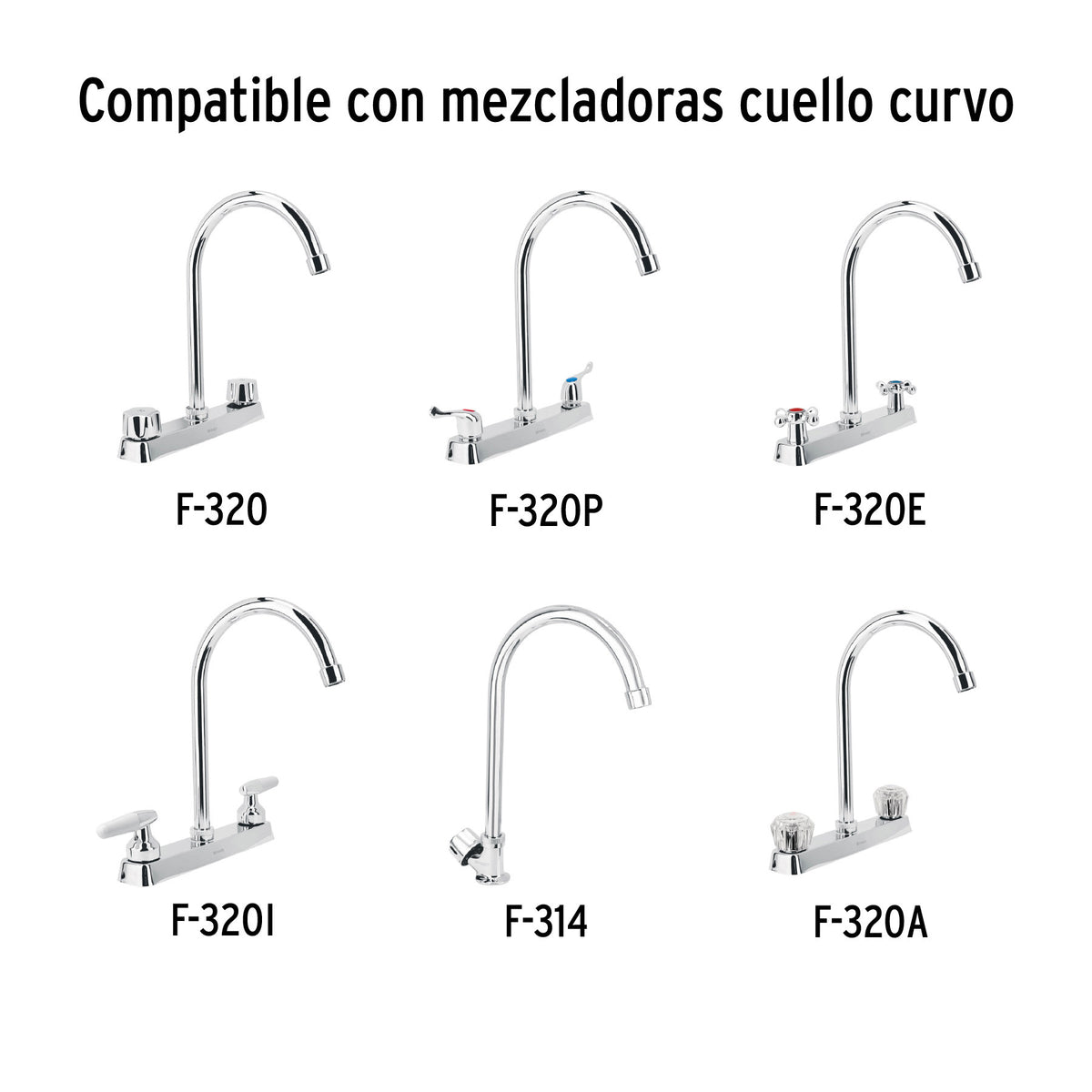Cuello alto/curvo para mezcladora de fregadero, cromo, BASIC