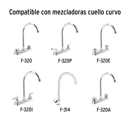 Cuello alto/curvo para mezcladora de fregadero, cromo, BASIC