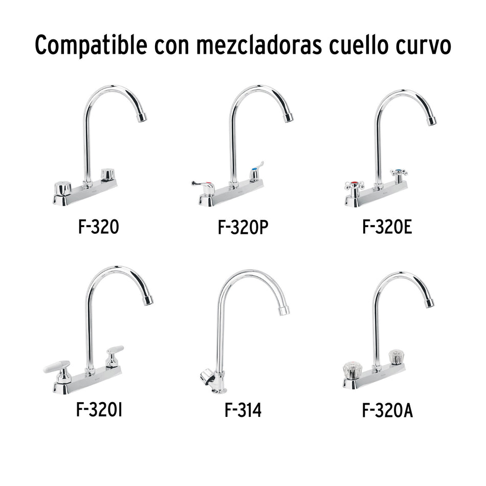 Cuello alto/curvo para mezcladora de fregadero, cromo, BASIC