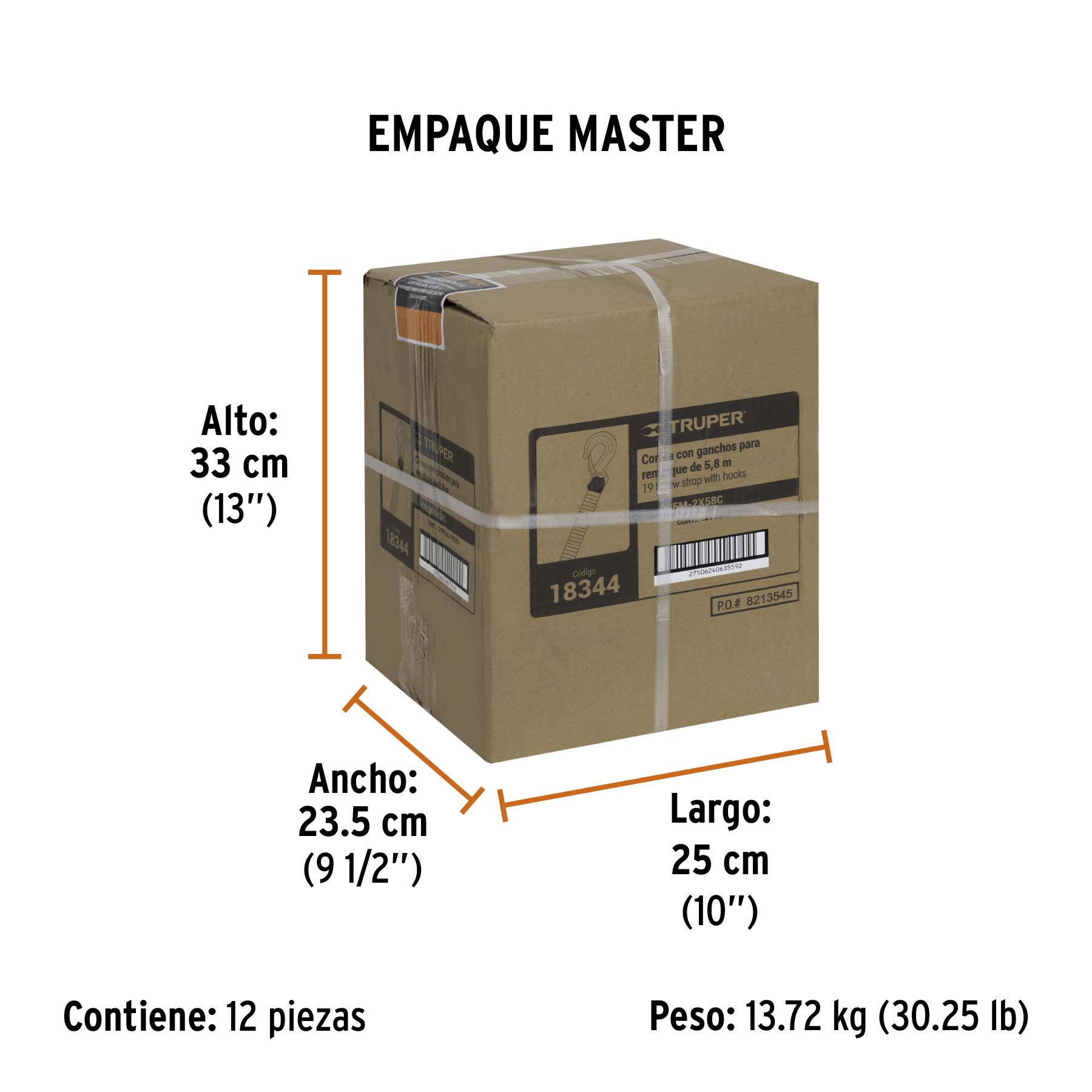 Correa con ganchos para remolque 48 mm x 5.8 m Truper