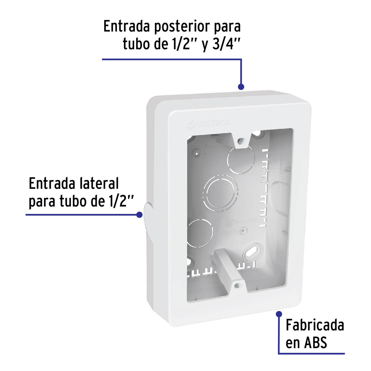 Caja de contactos para canaleta 3" x 5" blanca Volteck