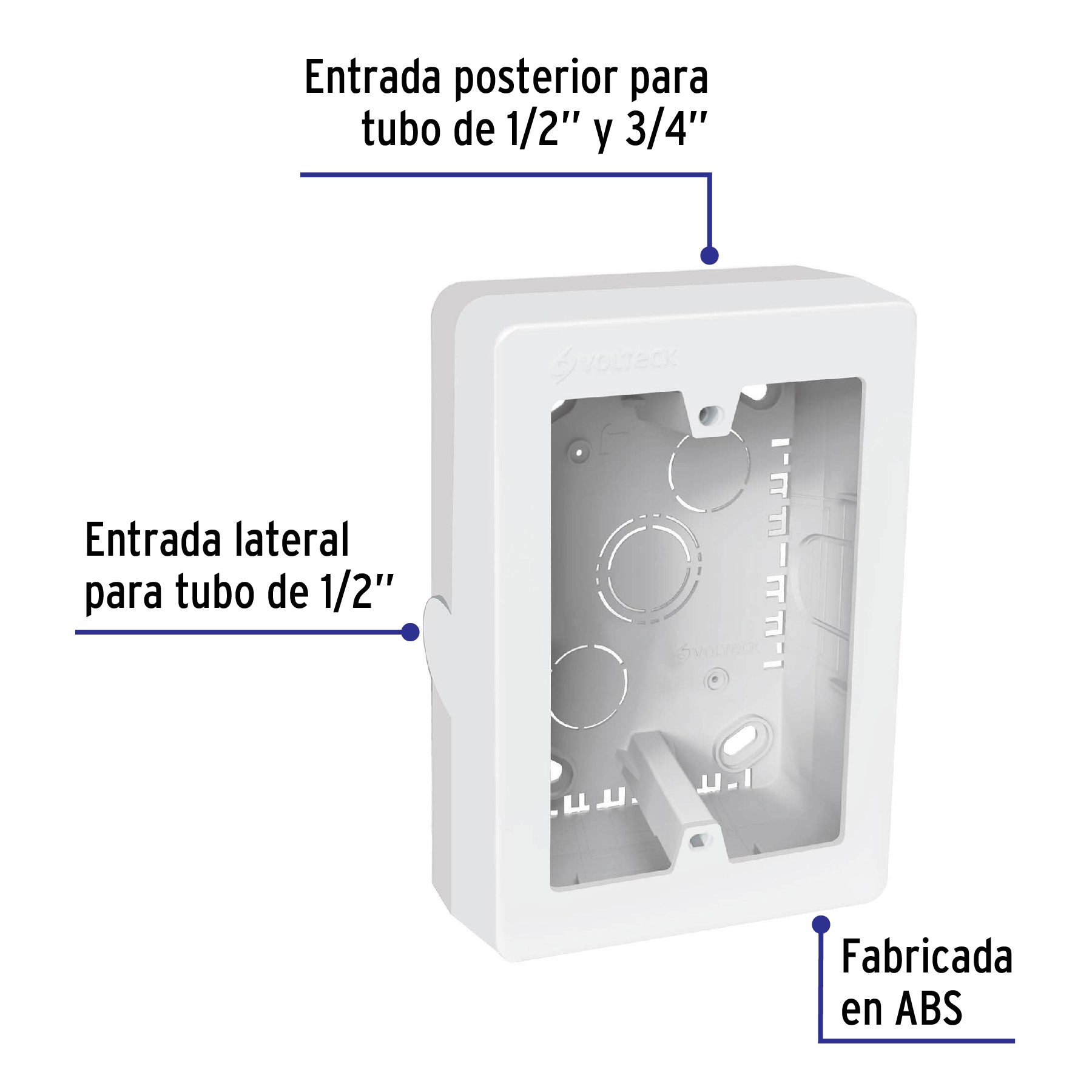 Caja de contactos para canaleta 3" x 5" blanca Volteck
