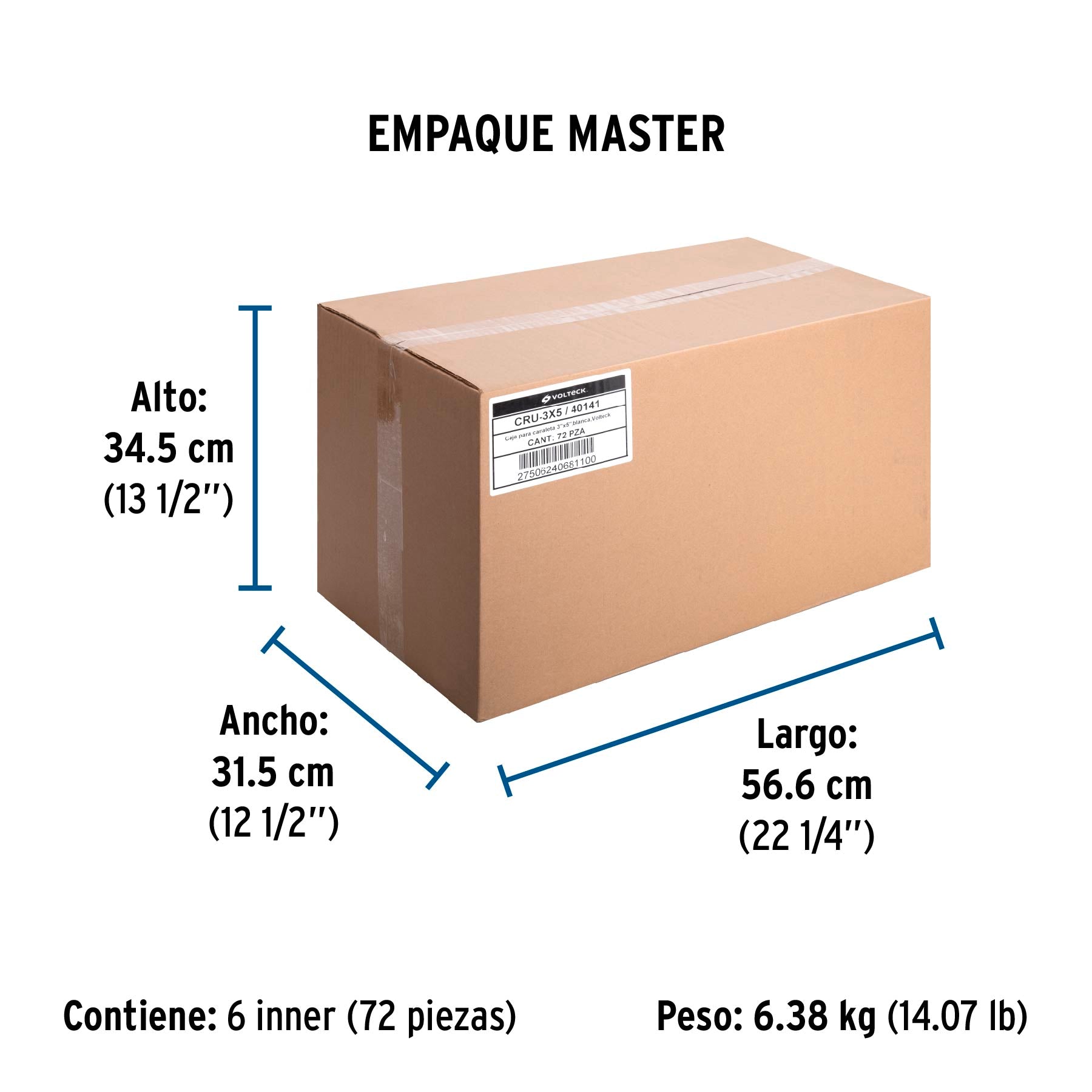 Caja de contactos para canaleta 3" x 5" blanca Volteck