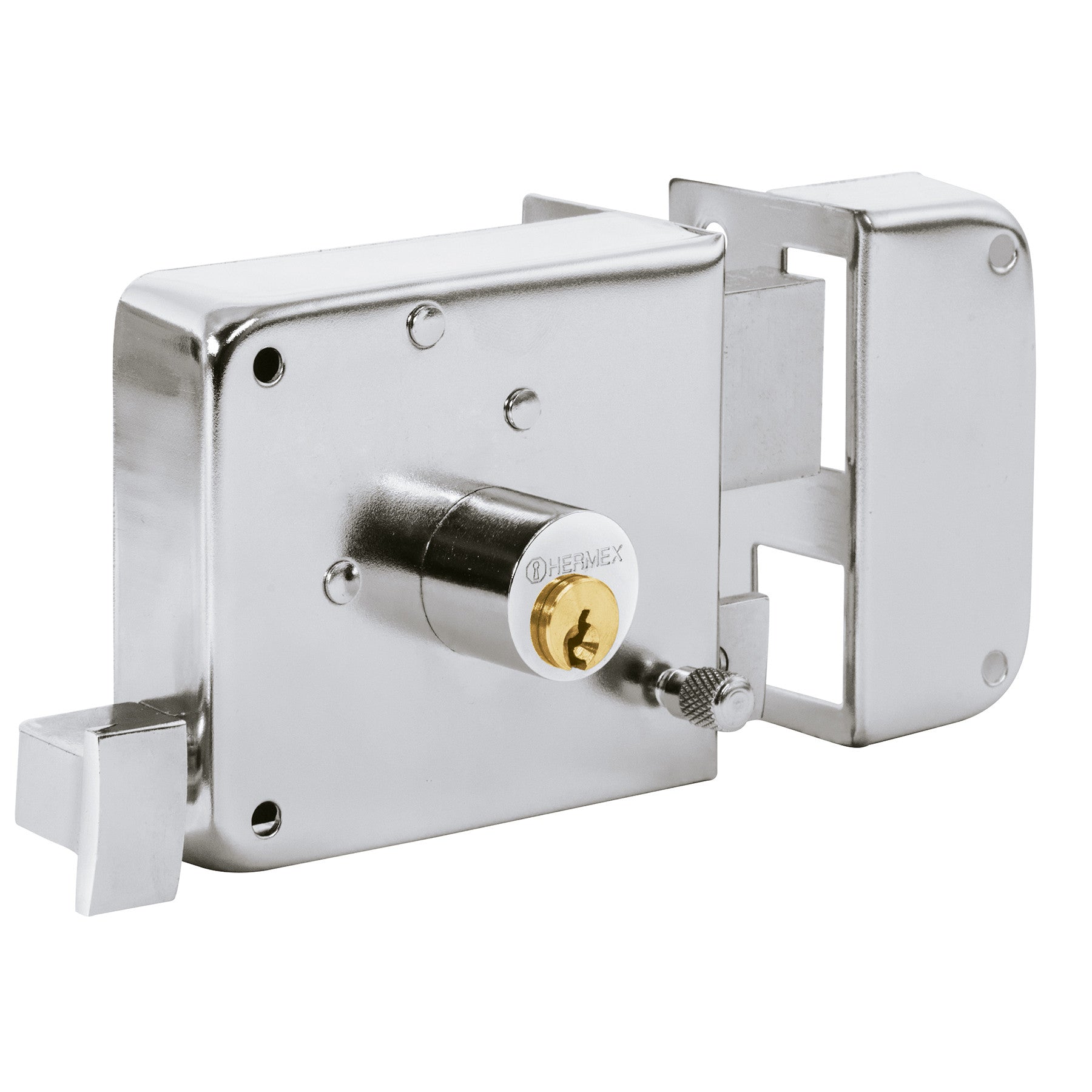 Cerradura sobreponer der instala-facil cromada tradicional