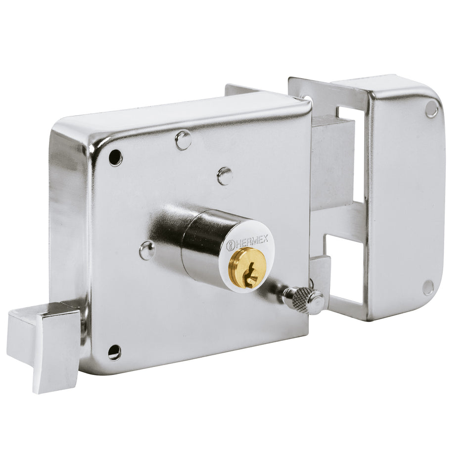 Cerradura sobreponer der instala-facil cromada tradicional