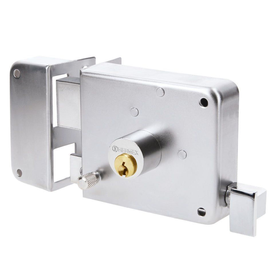 Cerradura sobreponer izq instala-facil cromada tradicional